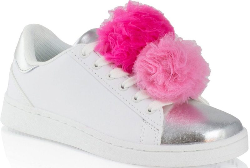 Lelli Kelly LK 5826 Pon Pon Pom Pom White/Silver Trainers