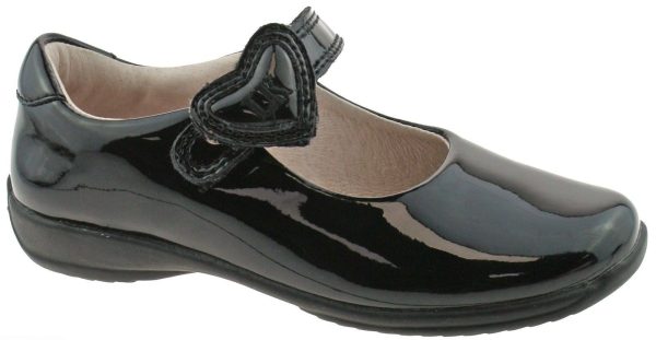 Lelli Kelly LK 8500 Colourissima Interchangeable Heart School Shoes F Fit Black Patent