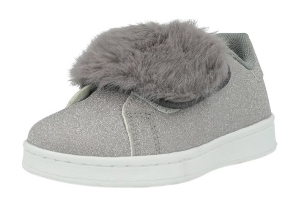 Lelli Kelly LK 6808 Poppy Fur Strap Silver Glitter Trainers