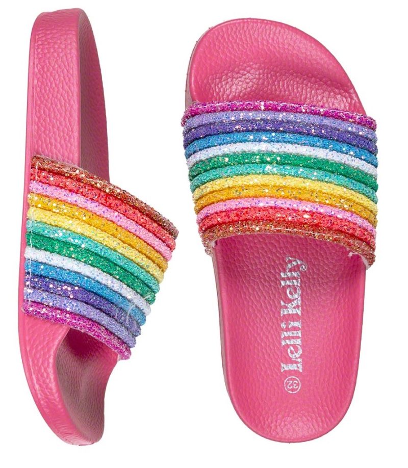 Lelli Kelly LK 1902 Iris Rainbow Glitter Slider Sandals Fuxia