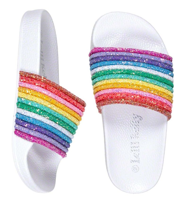 Lelli Kelly LK 1902 Iris Rainbow Glitter Slider Sandals White