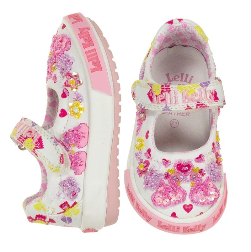Lelli Kelly LK 1002 Swan Canvas Baby Dolly Shoes White