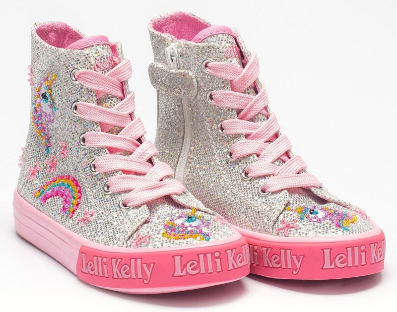 LELLI KELLY LK 6024 Unicorn Silver Glitter Abigail Mid HI-Top Boots