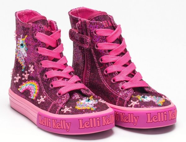 LELLI KELLY LK 6024 Unicorn Porpora Glitter Abigail Mid HI-Top Boots