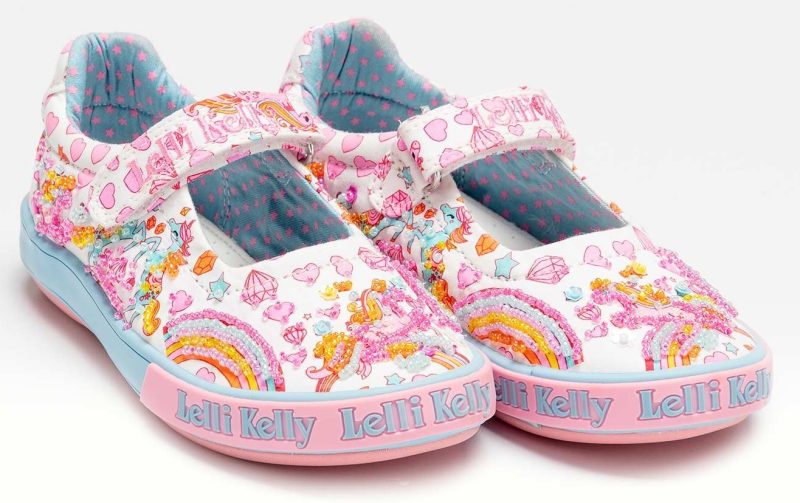 Lelli Kelly LK 1050 Dorothy Unicorn Canvas Dolly Shoes White Multi