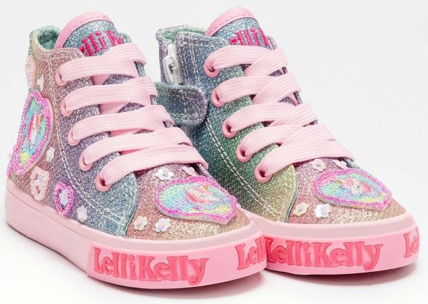 Lelli Kelly LK 2025 Multi Glitter Unicorn Rainbow Sparkle Baby Boots HI-Top