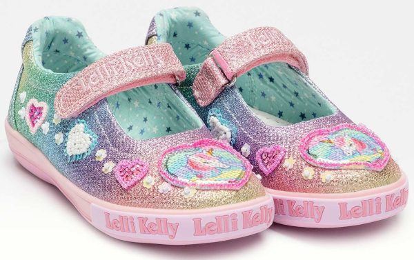 Lelli Kelly LK 7072 Unicorn Gem Multi Glitter Sparkle Dolly Shoes