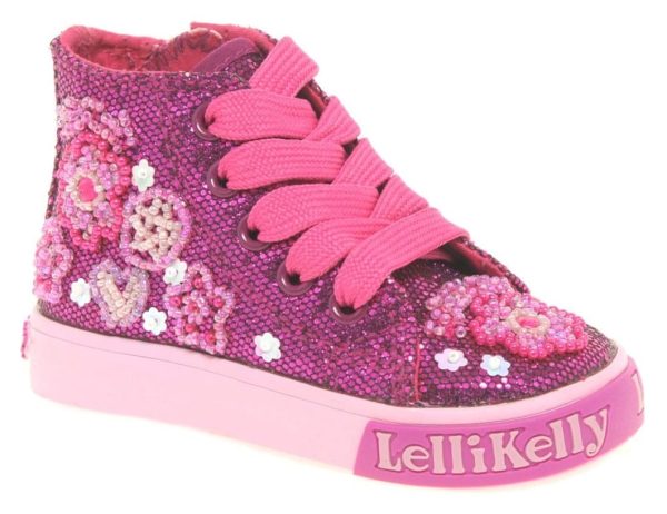 Lelli Kelly LK 8091 Olivia Multi Glitter Purple Baby Mid Boots HI-Top