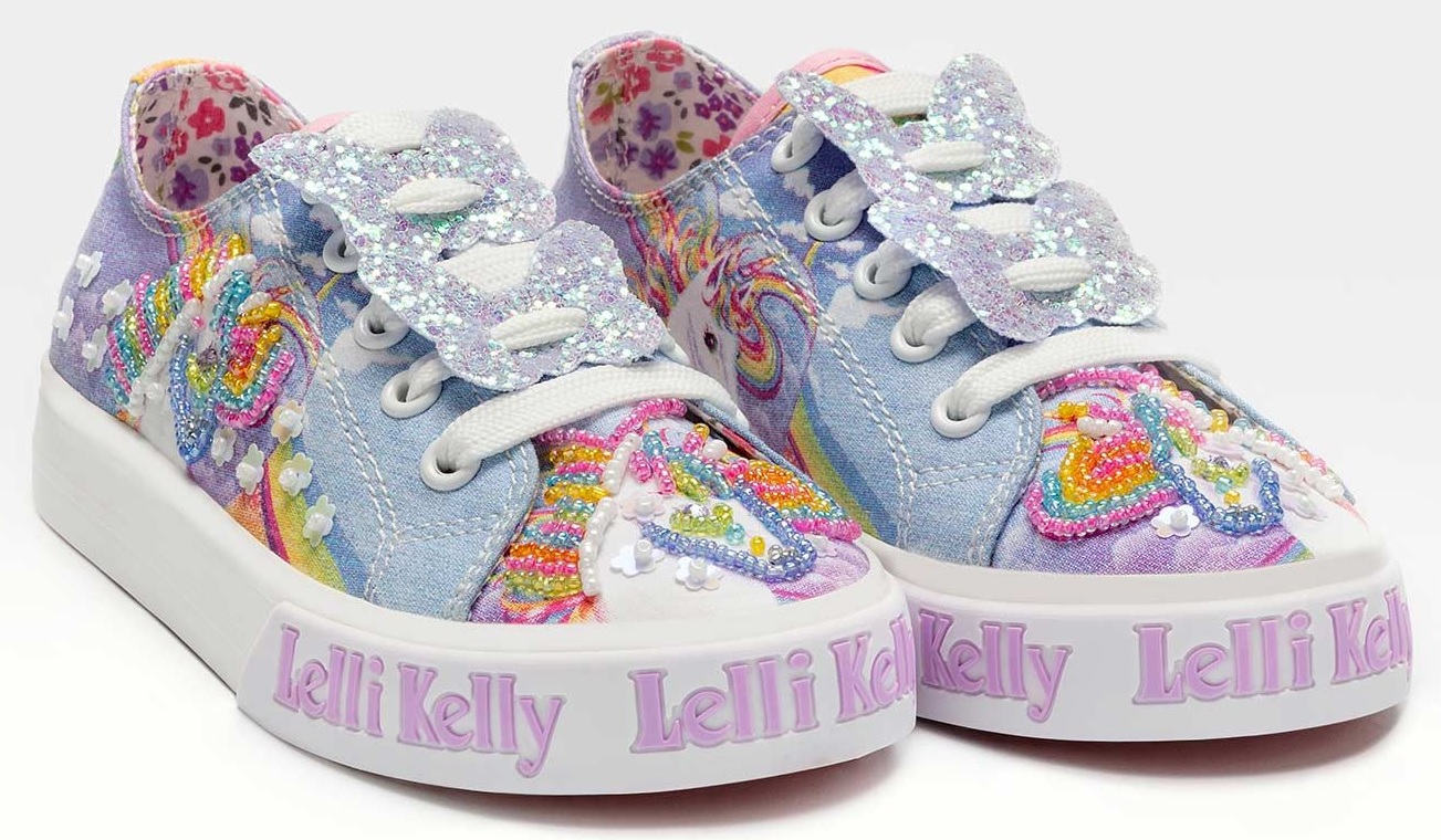 Lelli Kelly LK9091 Unicorn Canvas Pump Shoes White Multi