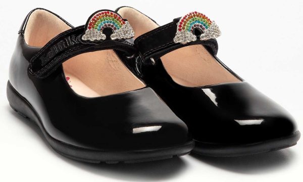 LELLI KELLY LK 8154 BRITE 2 RAINBOW SCHOOL SHOES G FIT BLACK PATENT