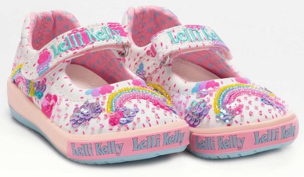 Lelli Kelly LK 2021 Allegra Rainbow White Baby Canvas Dolly Shoes