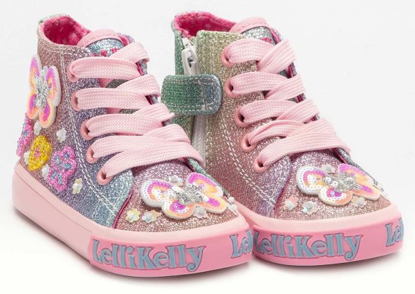 Lelli Kelly LK 2023 Paloma Multi Glitter Butterfly Sparkle Baby Boots HI-Top