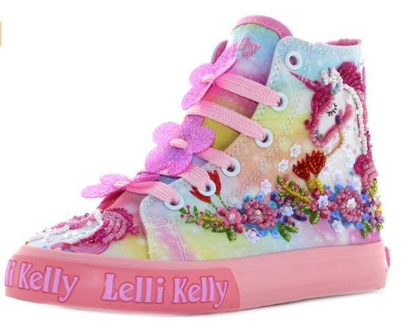 LELLI KELLY LK 1002 UNICORN CANVAS BOOTS HI-TOPS MULTICOLOURED