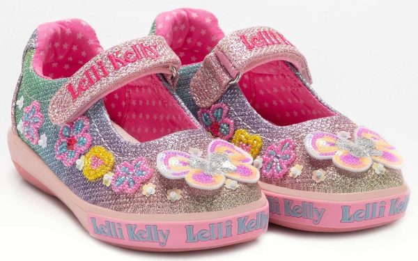 Lelli Kelly LK 2034 Paloma Multi Glitter Butterfly Dolly Shoes