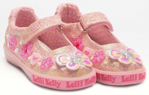 Lelli Kelly LK 2034 Paloma Peach Glitter Butterfly Dolly Shoes