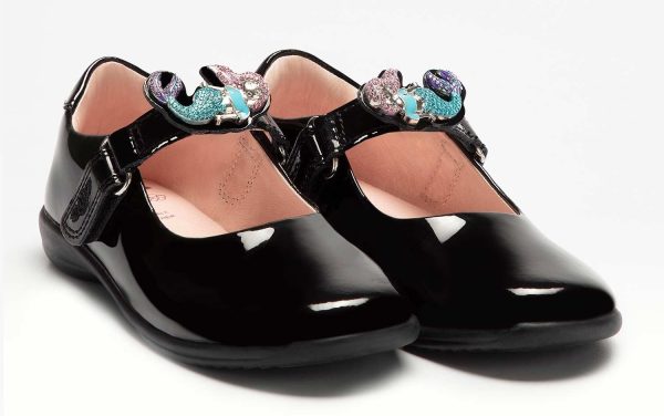 LELLI KELLY LK 8101 MARIBELLA MERMAID INTERCHANGEABL STRAP SCHOOL SHOES F FIT BLACK PATENT