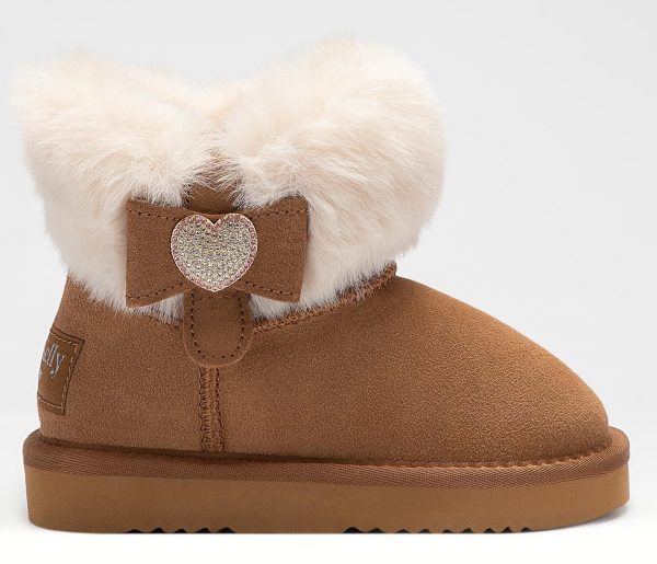 LELLI KELLY GIRLS LK 2264 OLIVIA DECORATIVE HEART SUEDE FUR BOOTS MARRONE