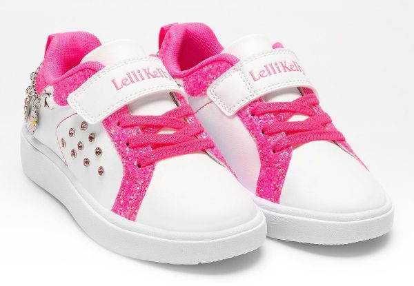 Lelli Kelly LK 3410 Gioiello Removable Bracelet Charm Trainers White Fuxia