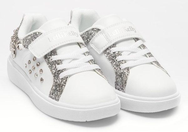 Lelli Kelly LK 3410 Gioiello Removable Bracelet Charm Trainers White Silver Glitter