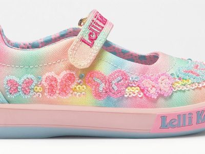 Lelli Kelly LK 3470 Myla Rainbow Butterfly Multi Glitter Sparkle Dolly Shoes
