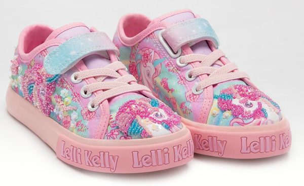 Lelli Kelly LK 3490 Unicorn Canvas Pump Trainer Shoes Pink Multi