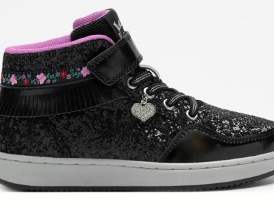 LELLI KELLY LKAA 8078 FRANGETTA MIX GLITTER HI-TOPS BOOTS BLACK