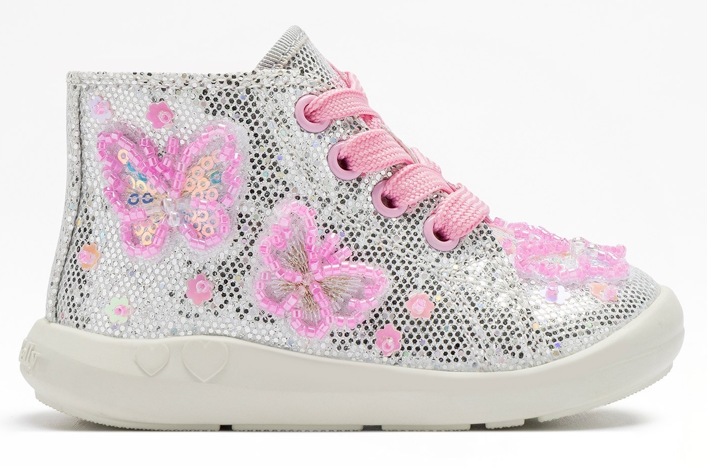 Lelli Kelly Girls LK 5452 Sylvie Glitter Silver Baby Boots HI-Top